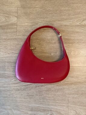 JW PEI Red Crescent Shoulder Bag with Gold Hardware